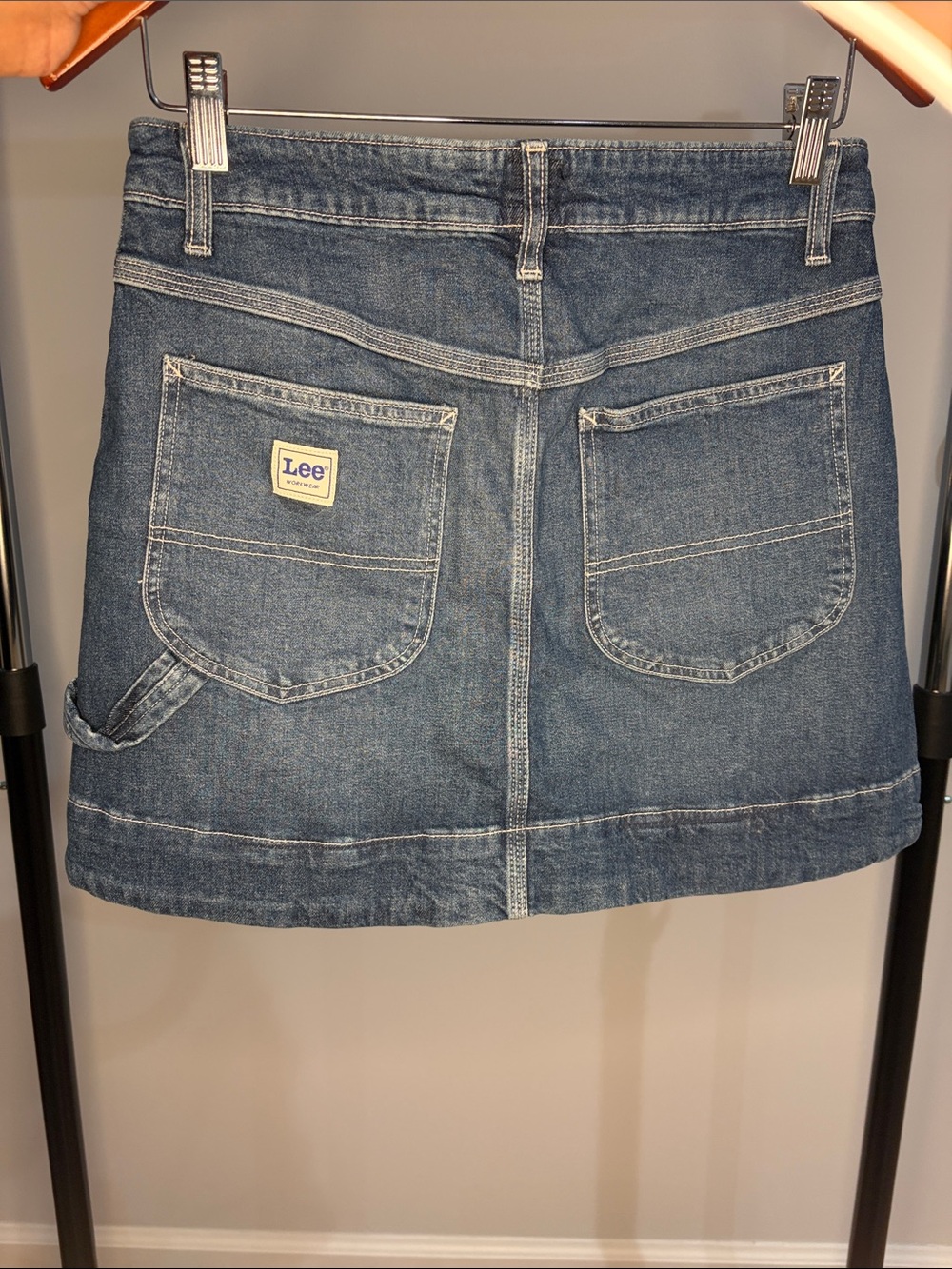 Lee Denim Carpenter Mini Skirt in Classic Blue